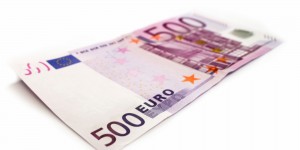 Close up of a 5 hundred Eur money bill. Finance and business concept.
